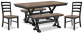 Hoover Furniture Outlet - Ashley Furniture - Wildenauer Dining Table, 2 Chairs and 2 Benches - Dining Table, 2 Chairs and 2 Benches - D634D7